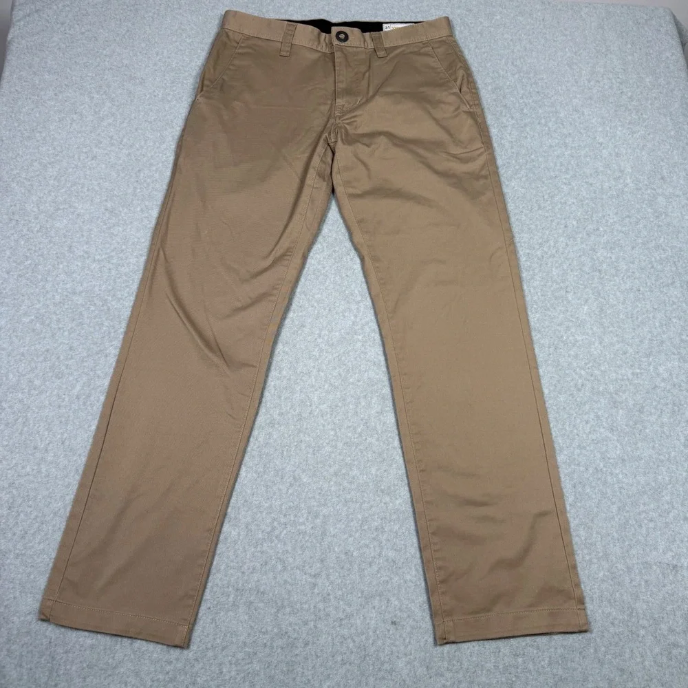 Volcom Frickin Modern Stretch Chino Pants Mens 31x32 Khaki Tan Straight Leg